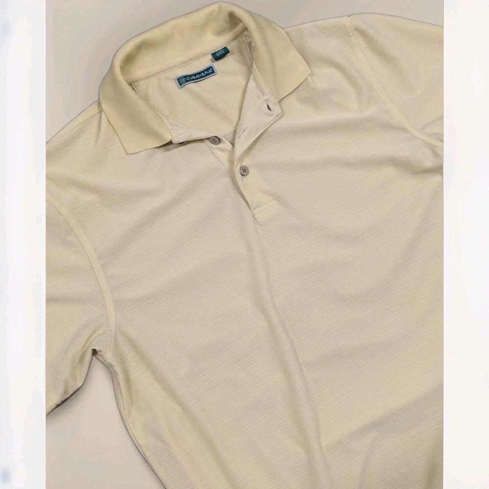 Coastal Golf Cubavera‎ Textured Performance Polo Shirt Pale Yellow Large Resort